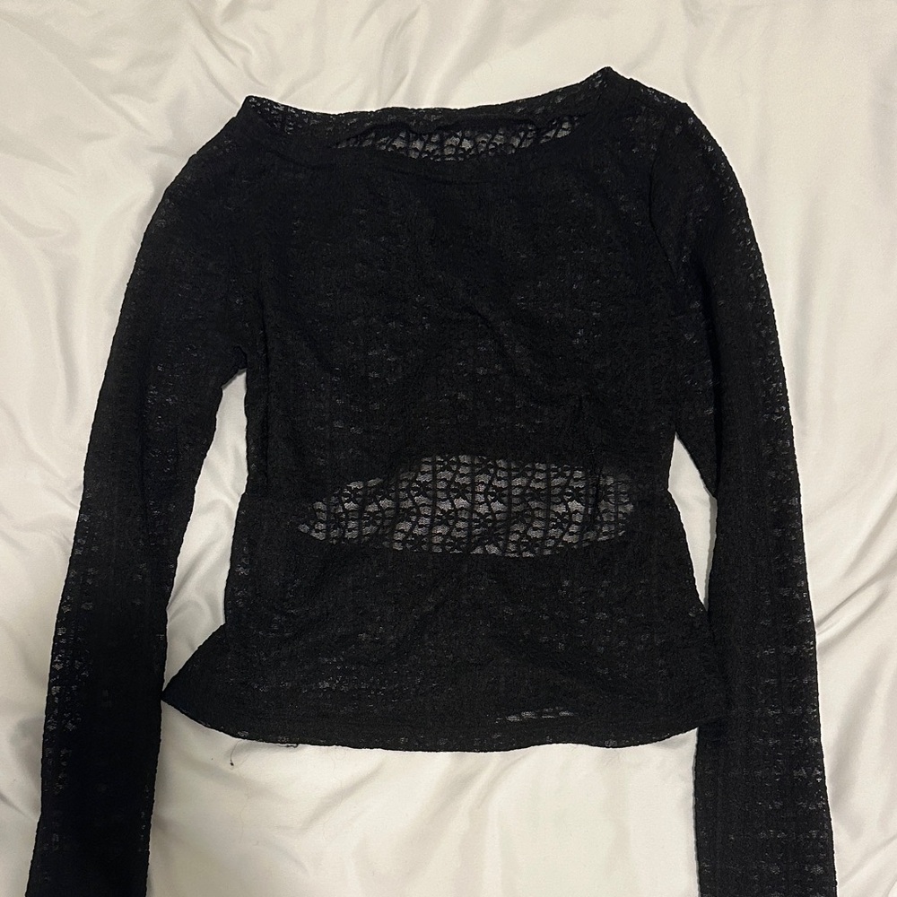 Black Lace Long Sleeve Top